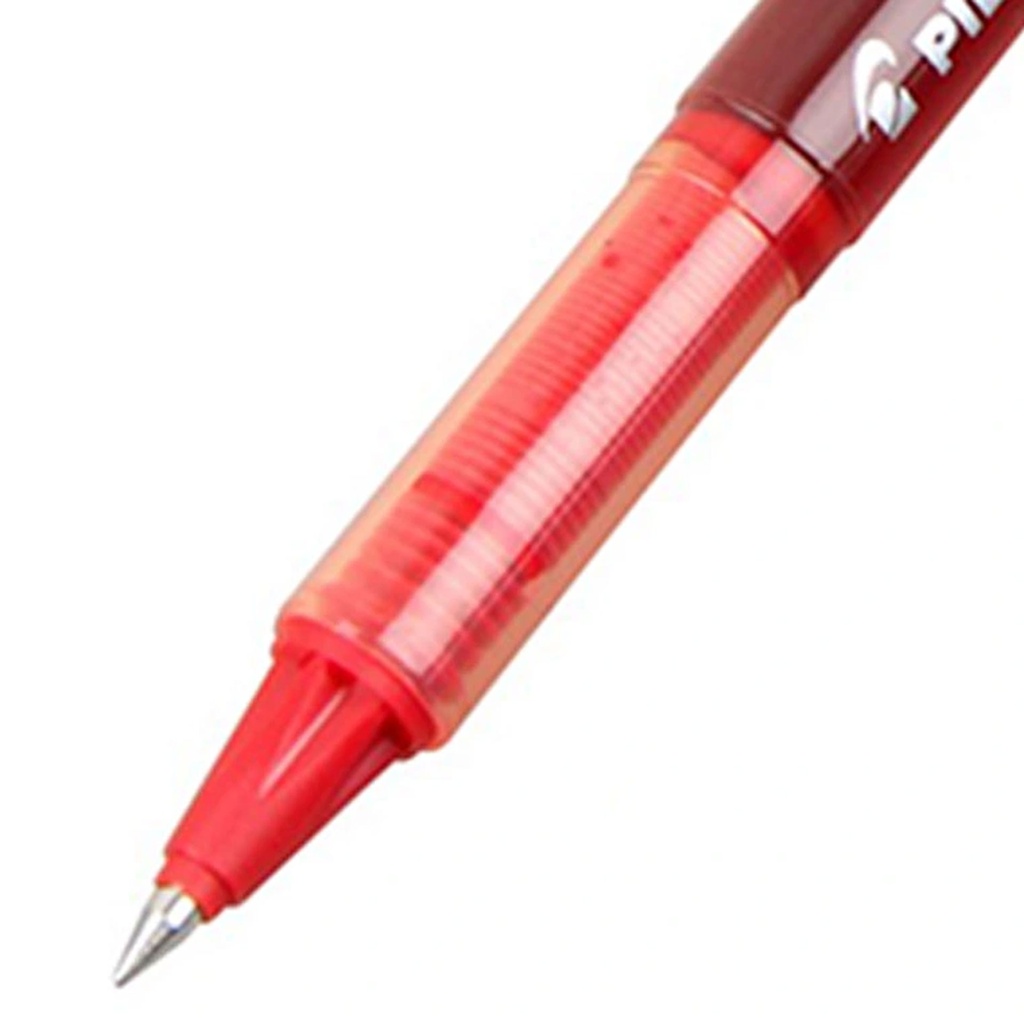Bolígrafo Pilot V-Ball 0,5 rojo cerrado con clip metálico y diseño profesional para escritura fina