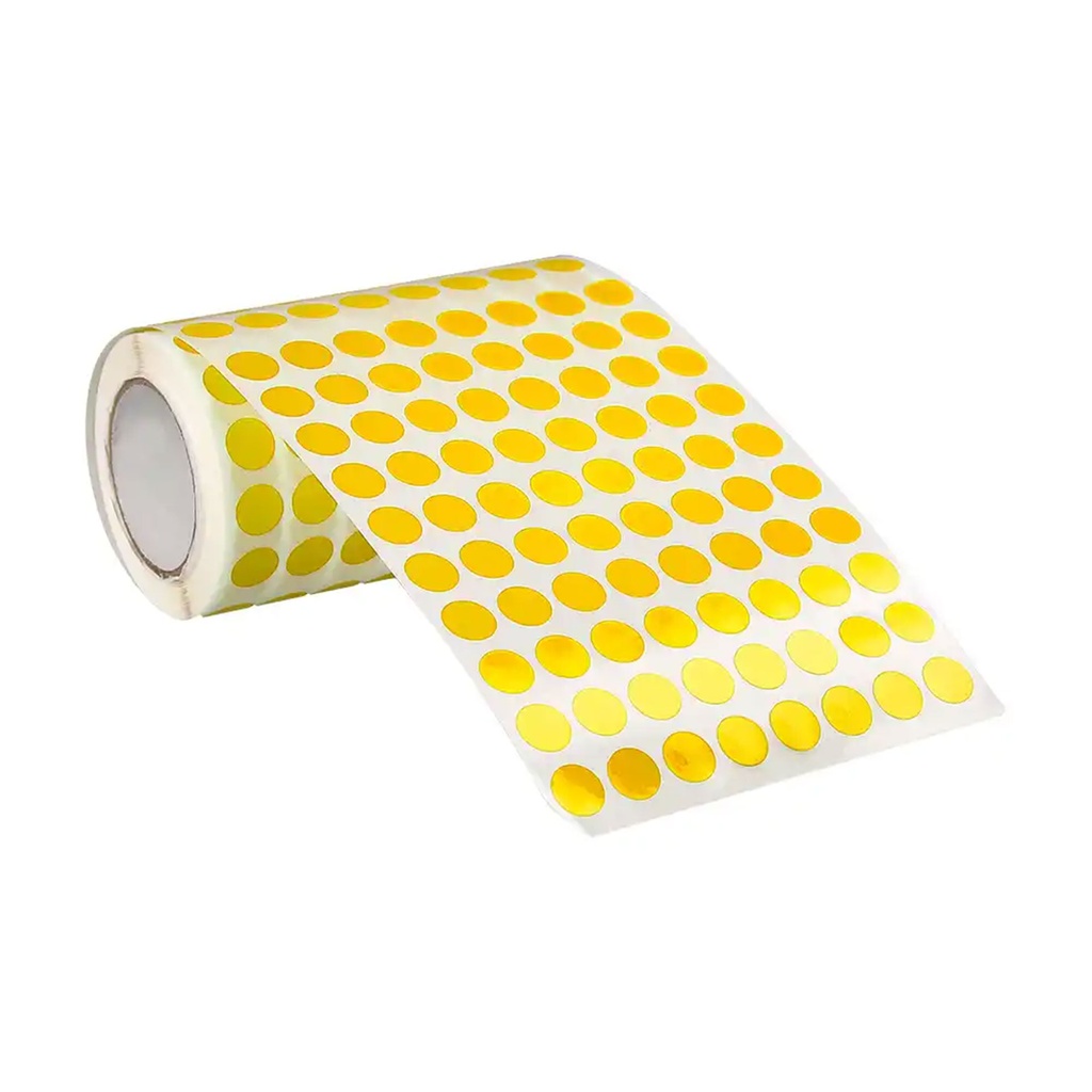 Rollo de gomets adhesivos adhesivos circulares 10,5 mm amarillos en rollo Liderpapel