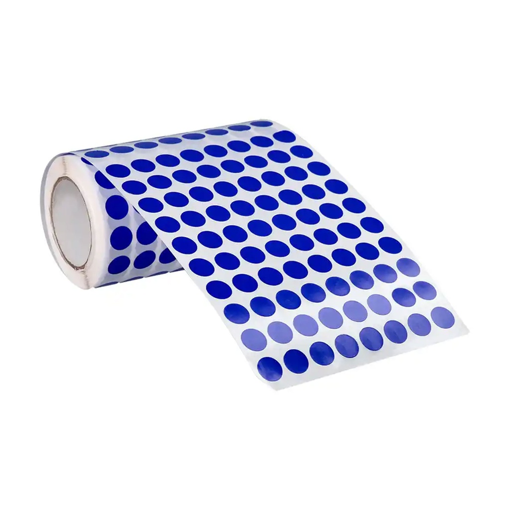 Rollo de gomets adhesivos adhesivos circulares 10,5 mm azules en rollo Liderpapel