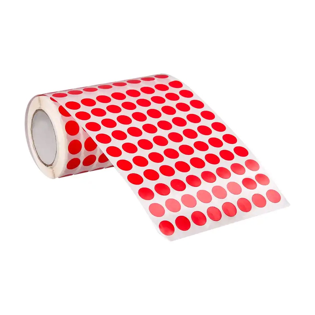 Rollo de gomets adhesivos adhesivos circulares 10,5 mm rojos en rollo Liderpapel