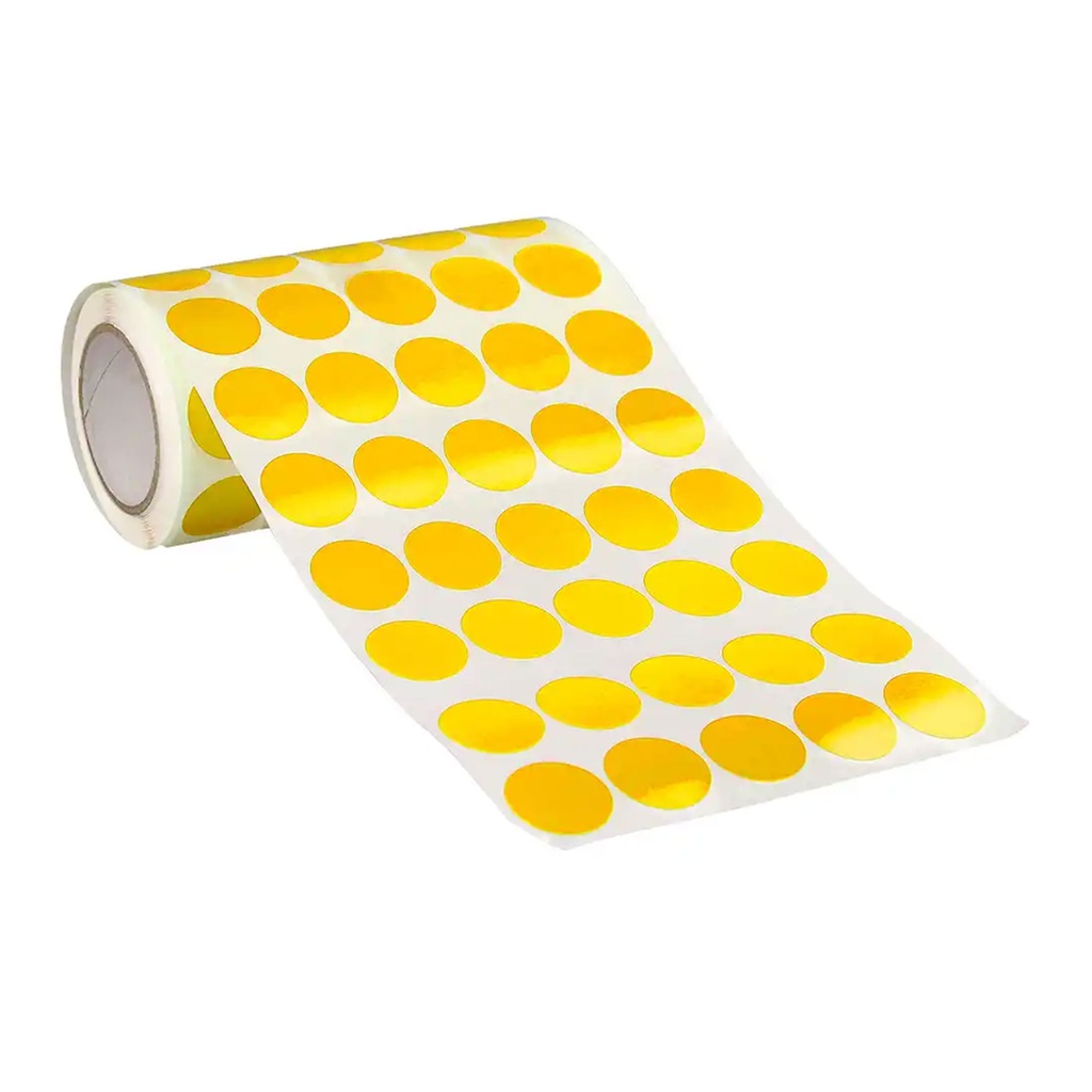 Rollo de gomets adhesivos adhesivos circulares 20 mm amarillos en rollo Liderpapel