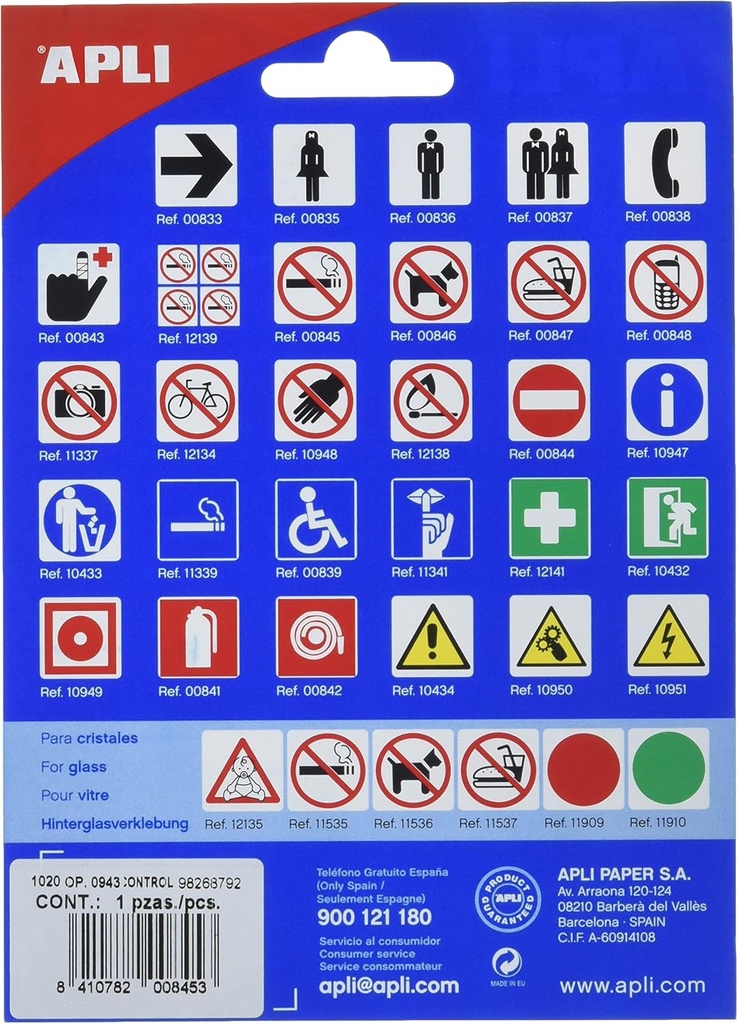 Pictograma adhesivo de pared "Prohibido fumar" 114 x 114 mm
