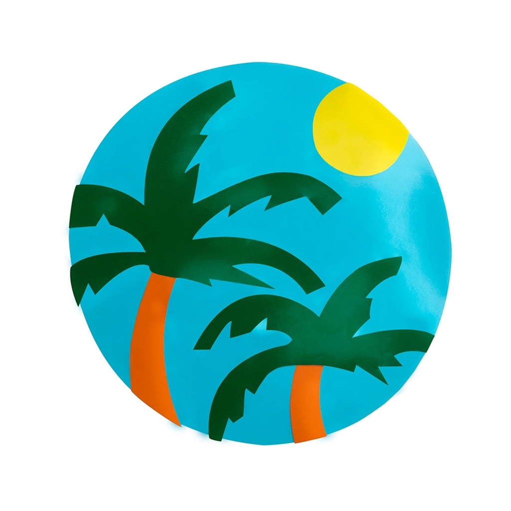 Palmeras y sol de papel charol de colores brillantes