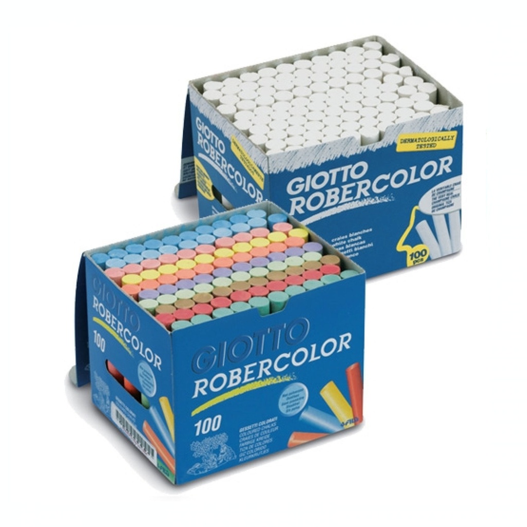 Cajas de 100 tizas Robercolor blancas y de colores