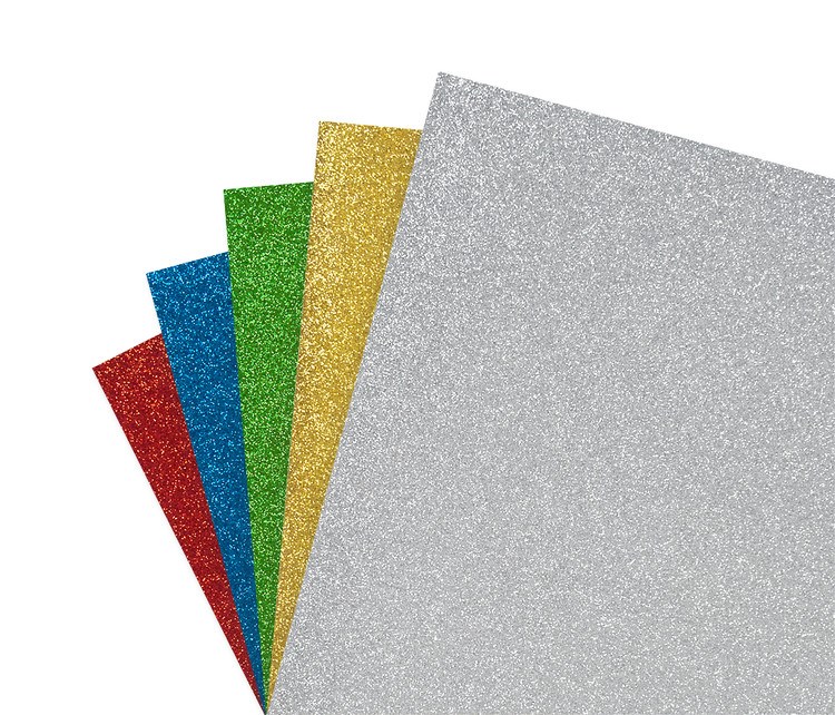 Cartulina 50 x 65 cm de purpurina brillante de colores