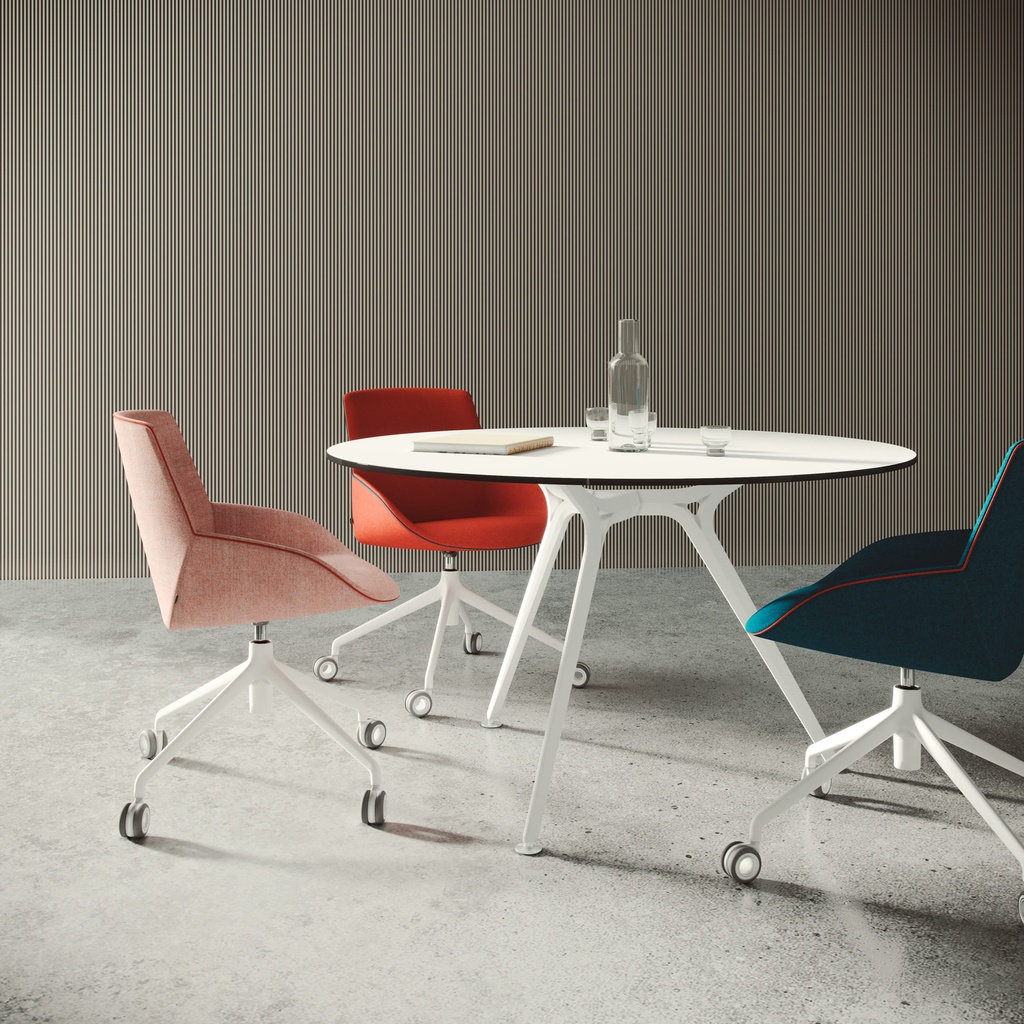 Combinación de mesas Arkitek de dirección y reunión con superficie blanca y estructura blanca