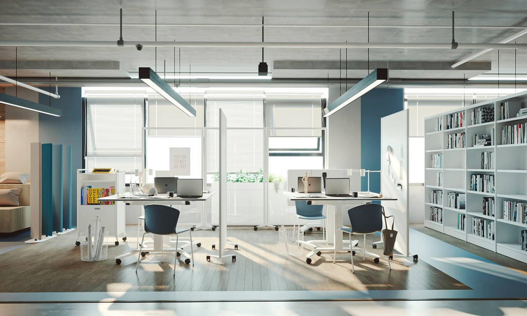 Mesa elevable, abatible y móvil con ruedas Talent de Actiu