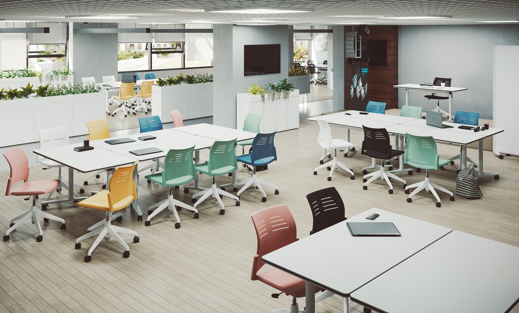 Mesa abatible y móvil con ruedas Talent de Actiu de 80 cm de fondo