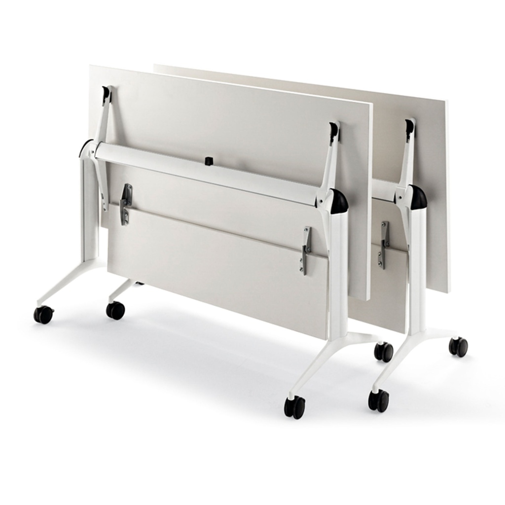 Mesa móvil y abatible Trama 80 Express blanca con faldón