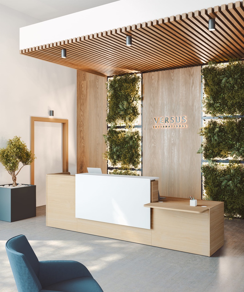 Mostrador Ofimat Plus en acacia y blanco