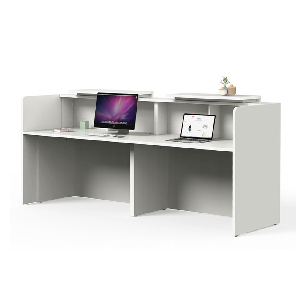 Mostrador Ofimat Plus en blanco con ordenadores CPU y laptop