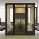 Cabinas insonorizadas Qyos de Actiu para reuniones con asientos