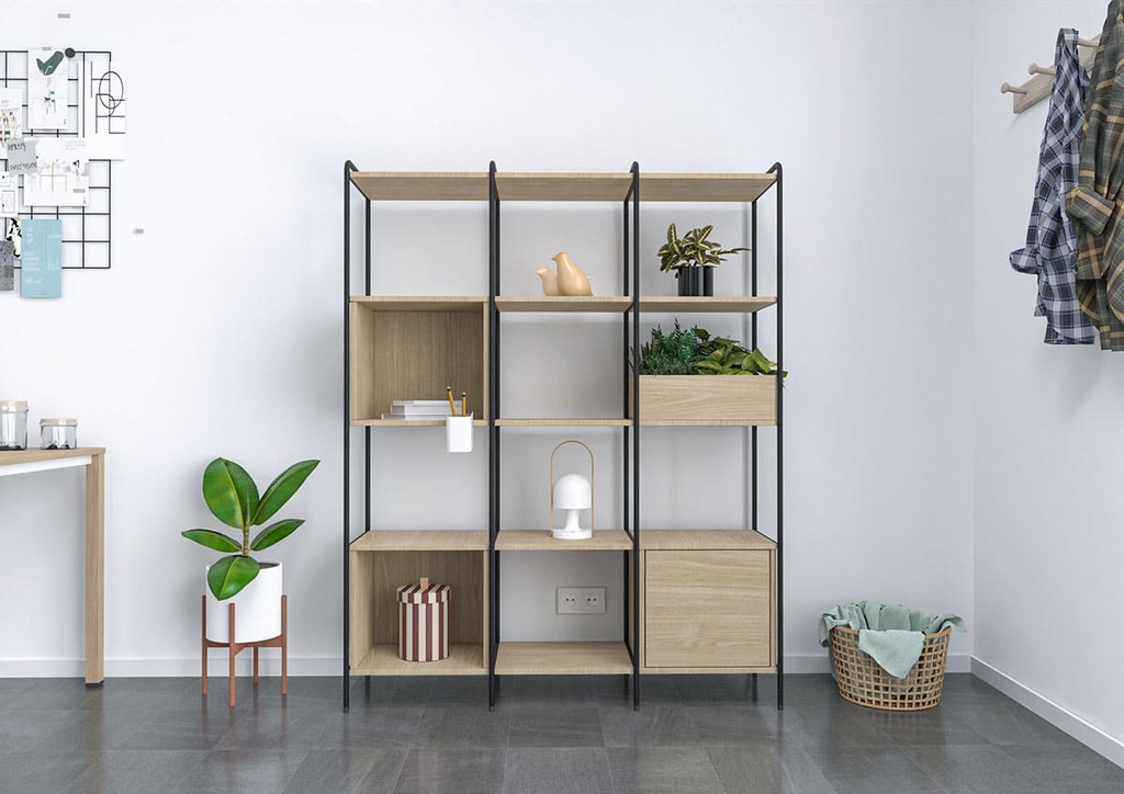 Configuración de estantería Tubbe de Actiu con estructura negra