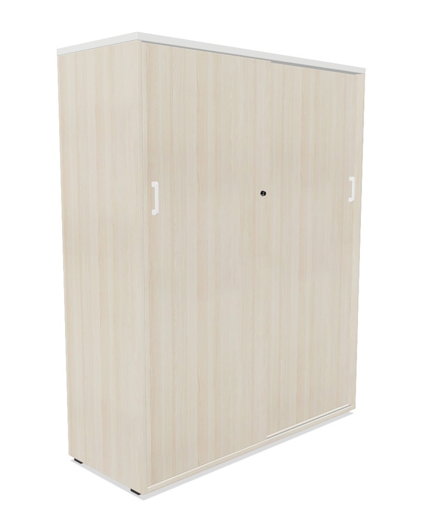 Armarios de puerta corredera en acacia con tapa blanca