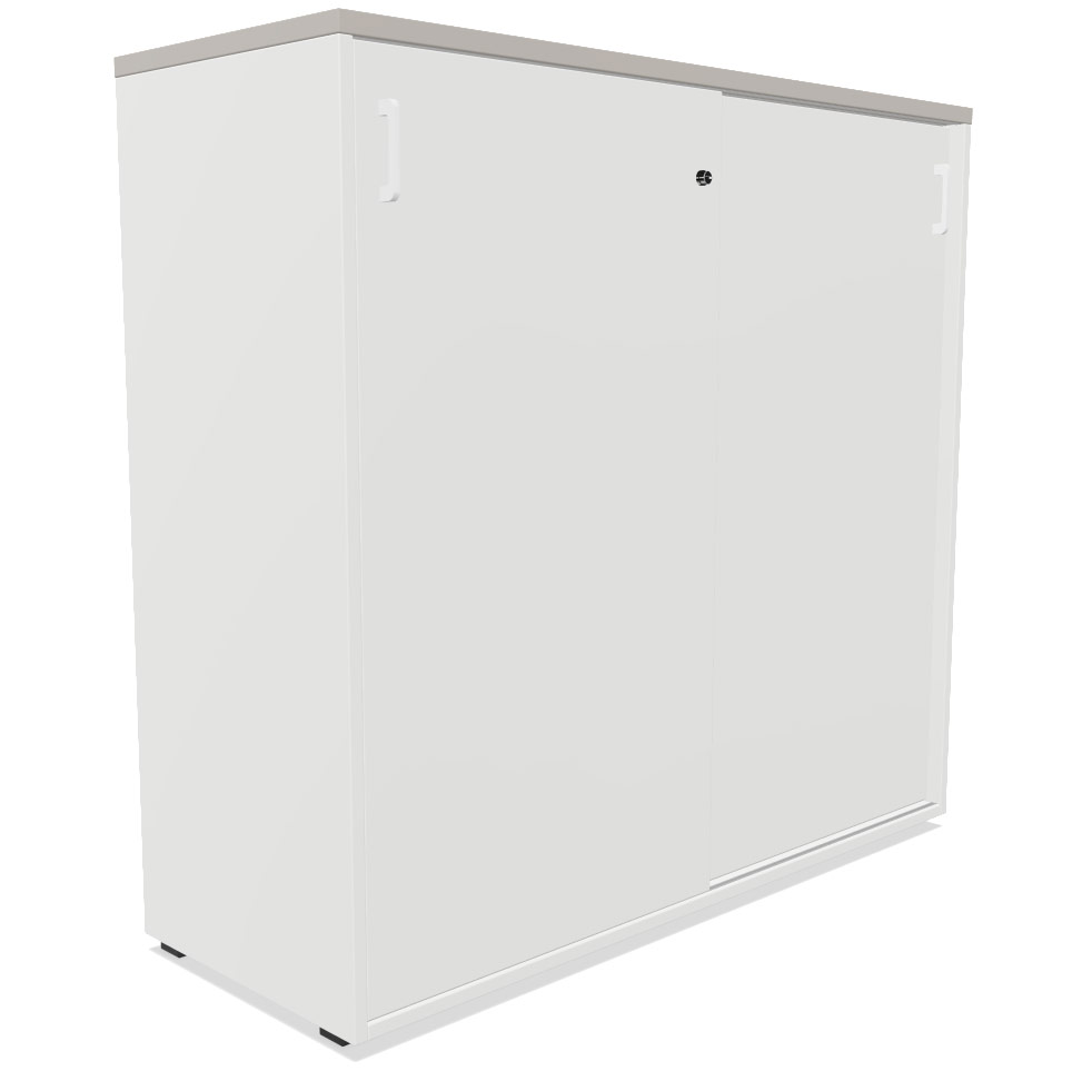 Armarios de puerta corredera en blanco con tapa gris coco