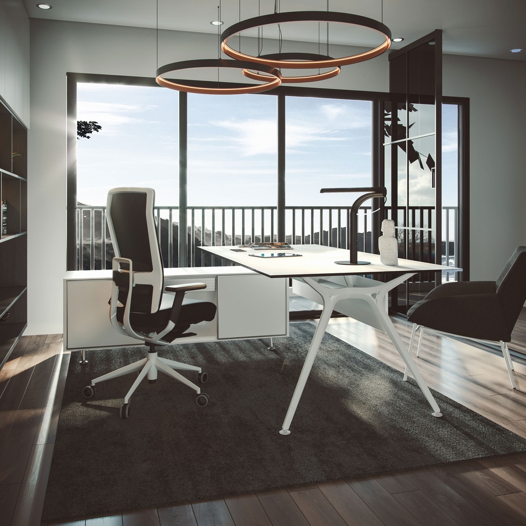 Armarios de diseño Arkitek con puerta corredera en despacho con cristalera