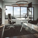 Armarios de diseño Arkitek con puerta corredera en despacho con cristalera