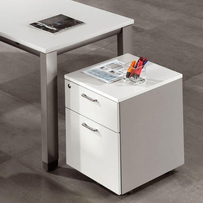 Cajonera móvil de melamina Actiu 1 cajón de archivo y 1 personal J840 con mesa Vital