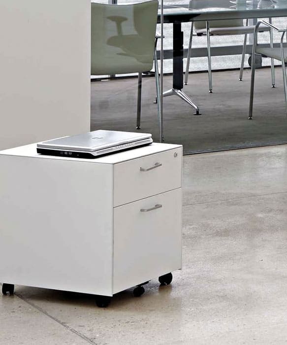 Cajonera de madera blanca con cajón carpetero