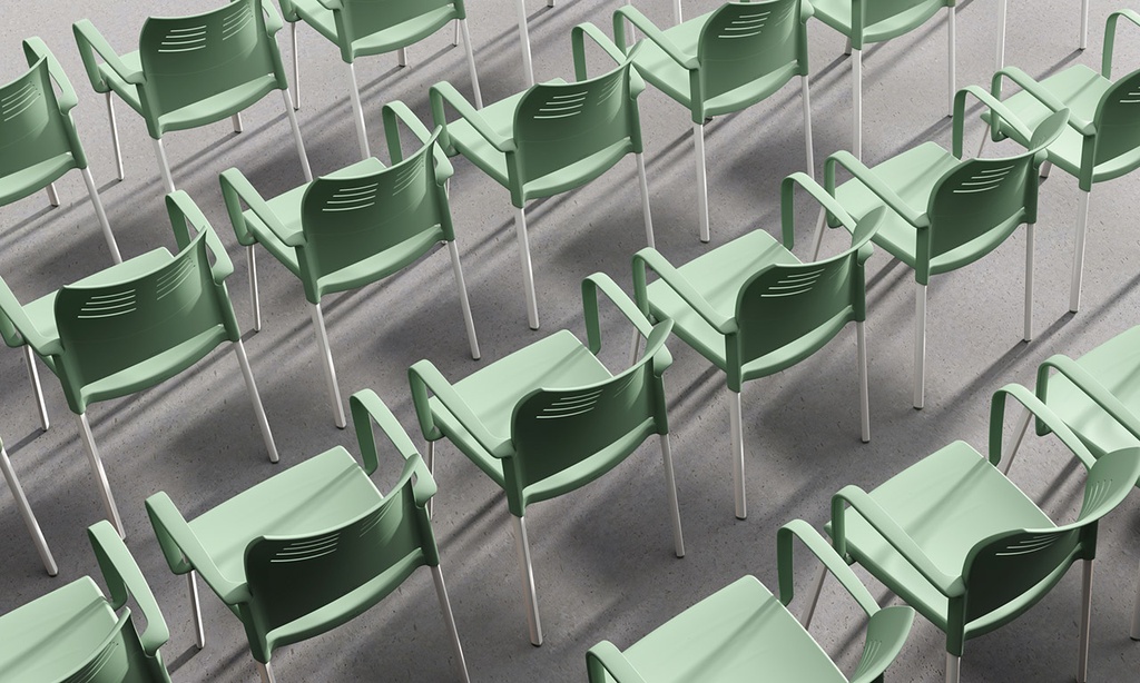 Silla Spacio de Actiu verde con brazos