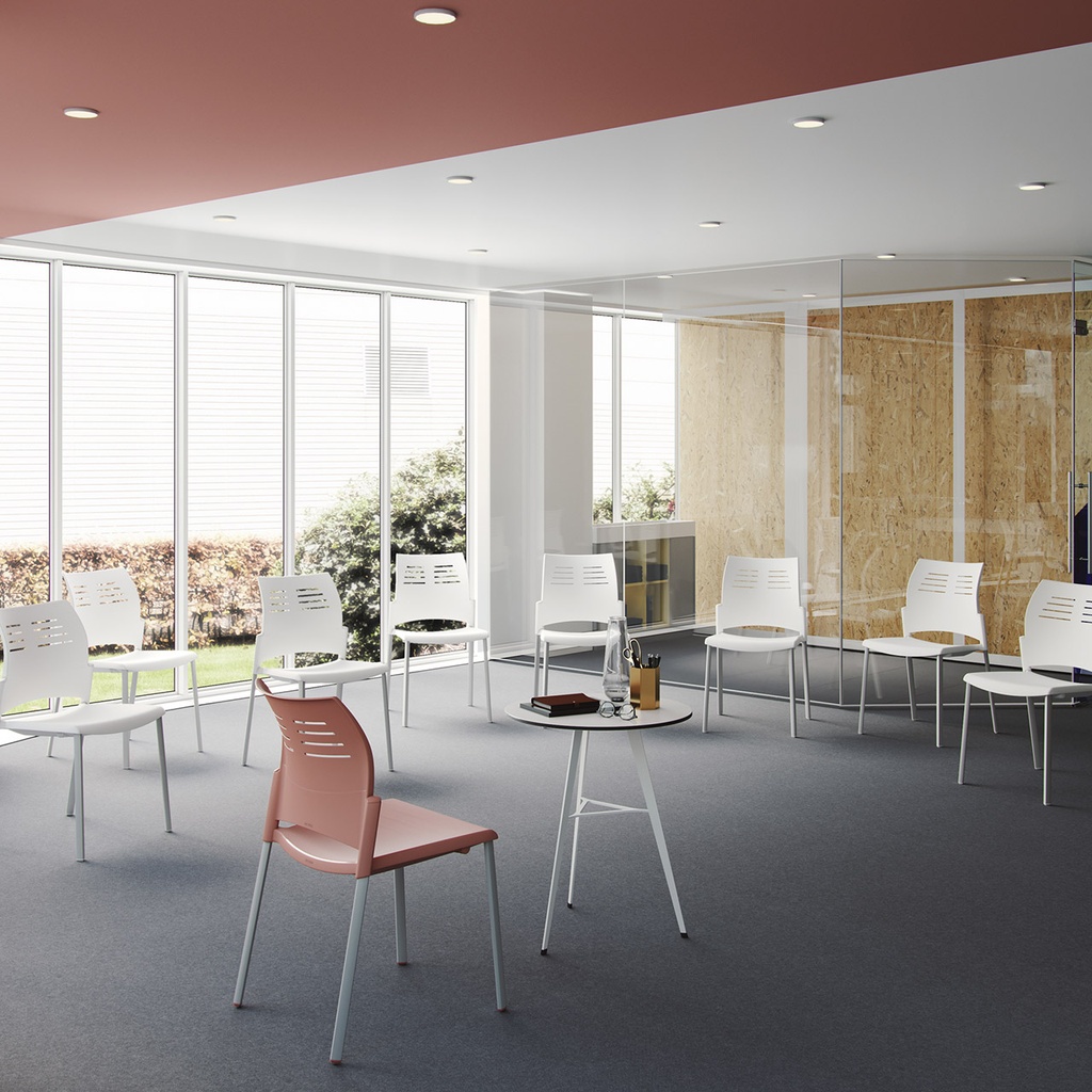 Silla Spacio de Actiu en blanco y rosa coral 