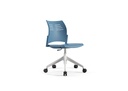 Silla Spacio de Actiu de base en blanco con brazos y carcasa en azul claro