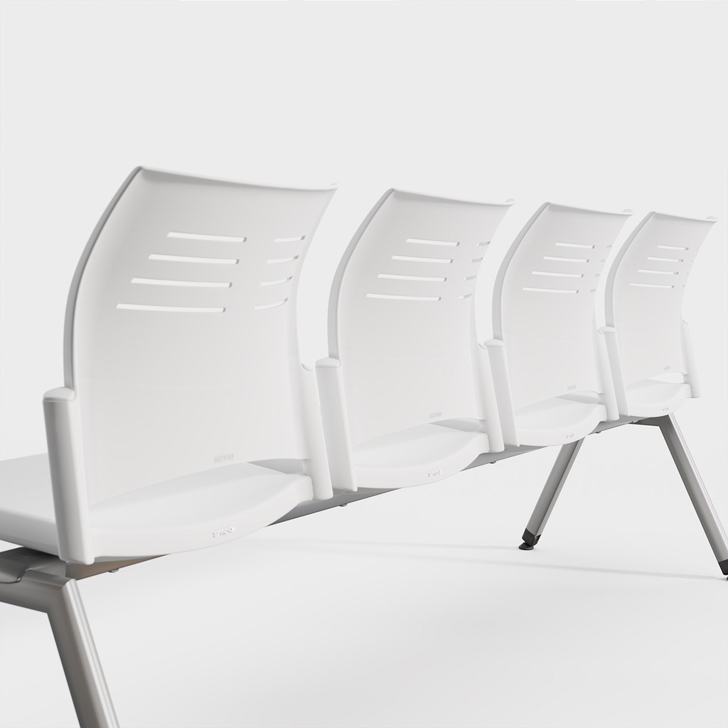 Respaldo blanco de bancada Spacio de 4 asientos