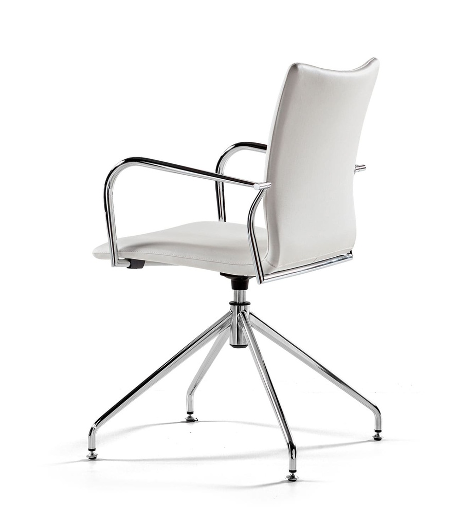 Silla Ikara giratoria autoretorno con tapizado blanco integral