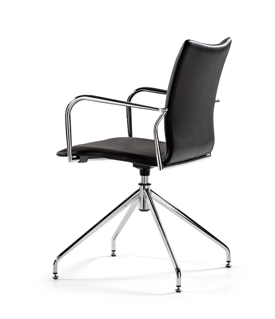 Vista 3/4 trasera de silla Ikara para visitas con tapizado negro integral