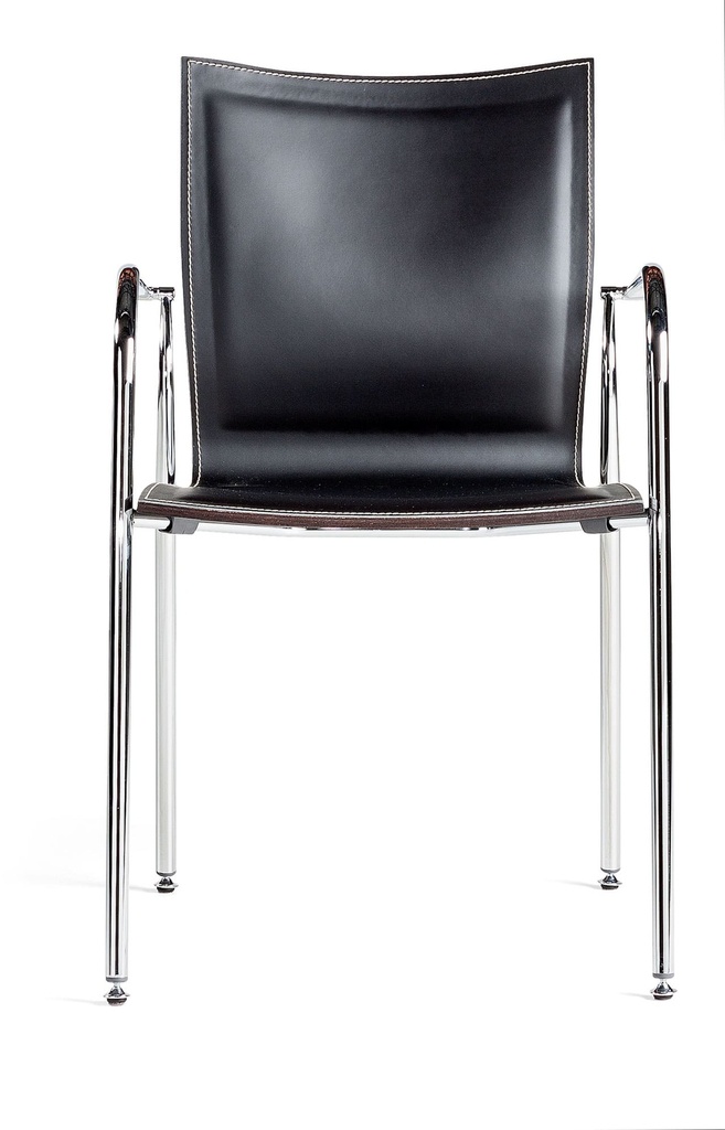 Frontal de la silla Ikara tapizado en piel con trasera en madera