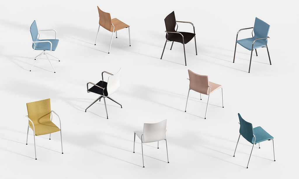 Sillas Ikara blancas con gran variedad de opciones de personalización