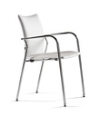 Silla Ikara con brazos para visitas con tapizado blanco integral