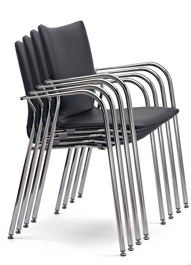 Silla Ikara con brazos y diseño apilable para visitas con tapizado blanco integral