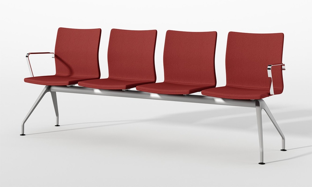 Bancada Uma de 4 asientos tapizado en rojo