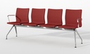 Bancada Uma de 4 asientos tapizado en rojo