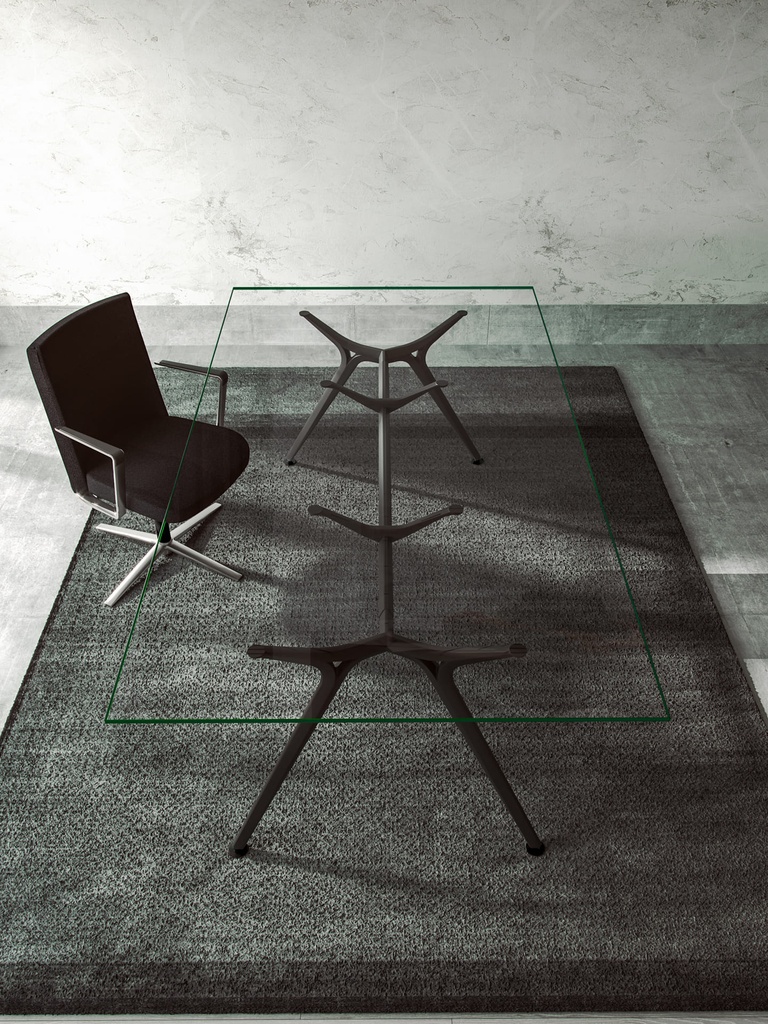 Mesa de dirección Arkitek Express 200 x 100 cm con estructura negra y superficie de cristal