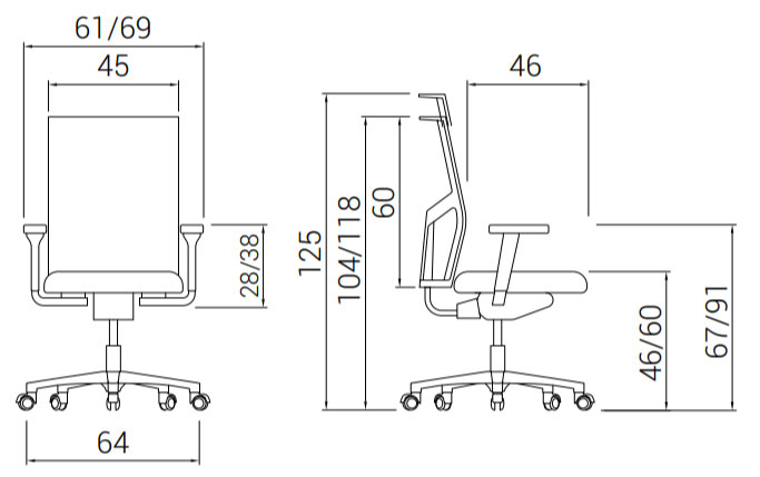 Medidas de la silla Atika Express