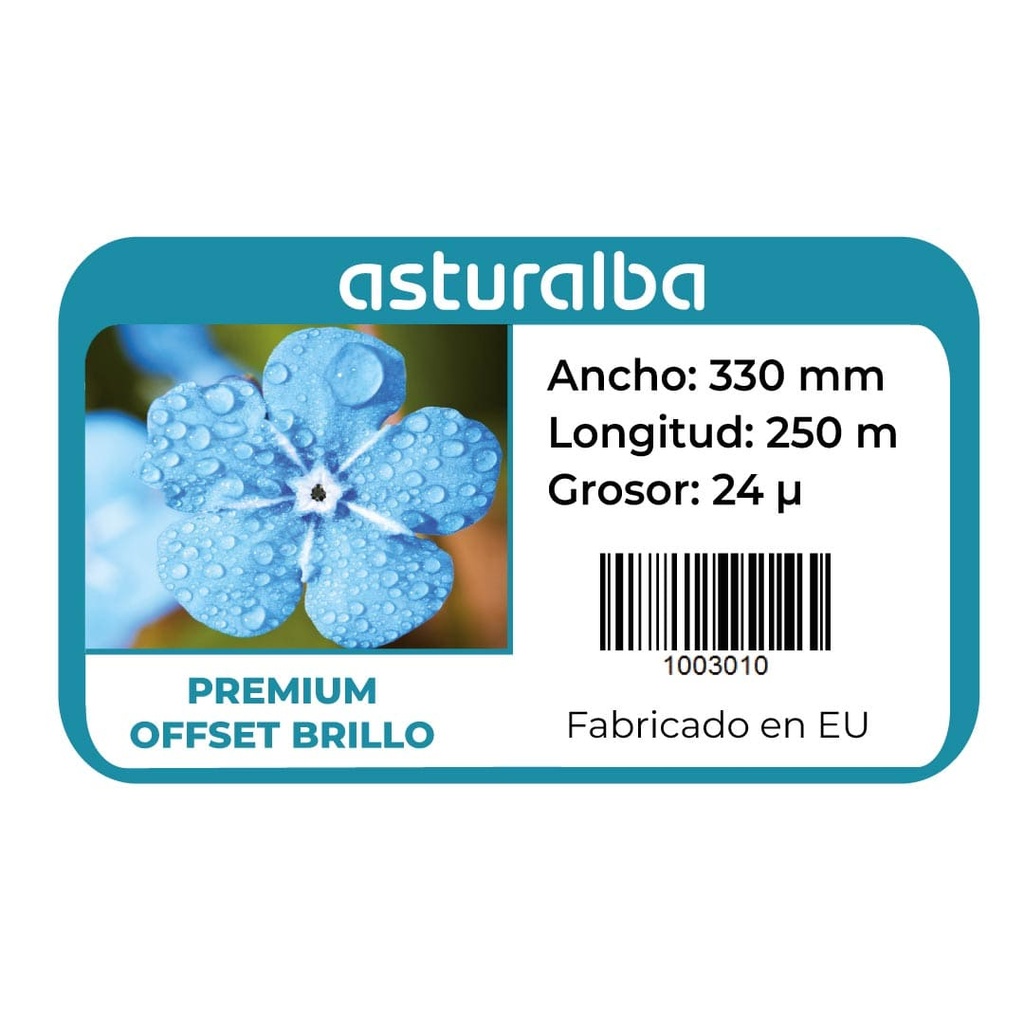 Etiqueta del rollo de film para laminar Premium Offset Brillo 24 µ 330 mm x 250 m