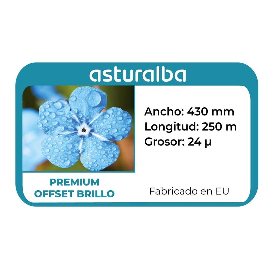 Etiqueta del rollo de film para laminar Premium Offset Brillo 24 µ 430 mm x 250 m