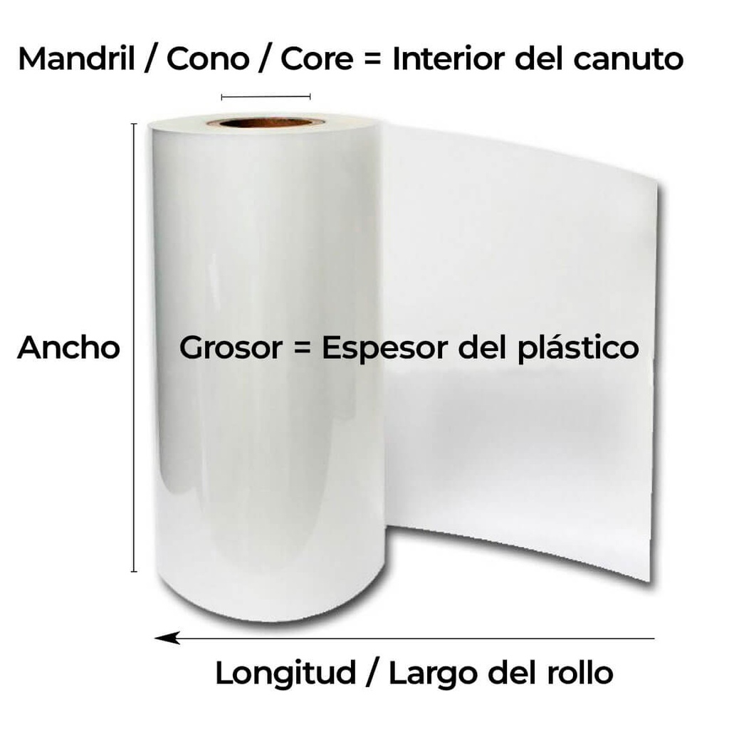 Medidas de ancho, longitud y mandril de los rollos de film para laminar Premium Digital Soft Touch 35 µ 710 mm x 250 m