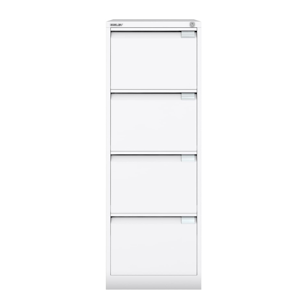 Archivador metálico Bisley BS Premium con cuatro cajones tamaño folio para clasificar carpetas colgantes en color gris