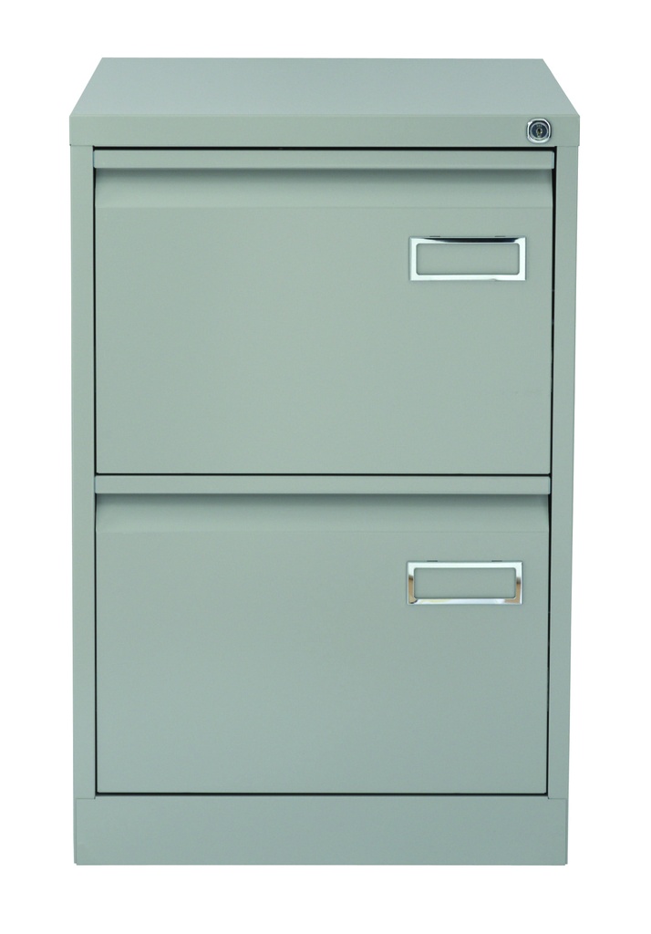 Archivador metálico de dos cajones para archivar carpetas colgantes Bisley PSF en color gris
