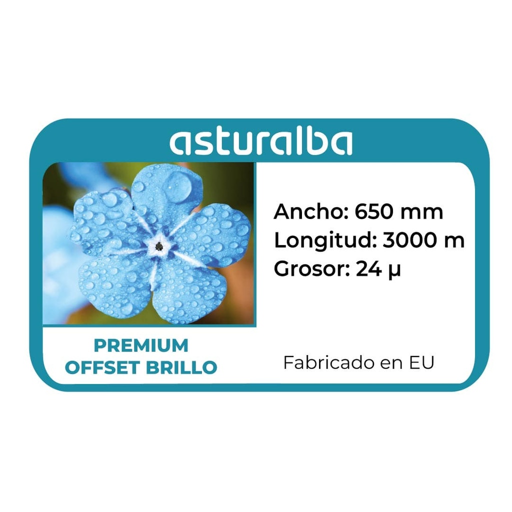 Etiqueta del rollo de film para laminar Premium Offset Brillo 24 µ 650 mm x 3000 m