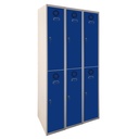 Taquilla metálica de 3 módulos de 2 puertas Eco Pro en color gris y azul estándar