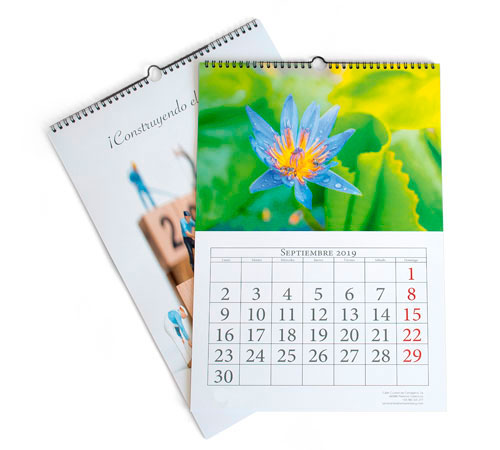 Calendario encuadernado con el wire-O Renz nº7 en bobina de color negro