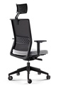 Silla Stay con cabecero malla negra y asiento gris