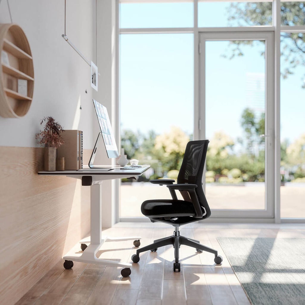 Silla de oficina con malla ergonómica A+S Work negra para Home Office