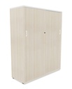 Armarios de puerta corredera en acacia con tapa blanca