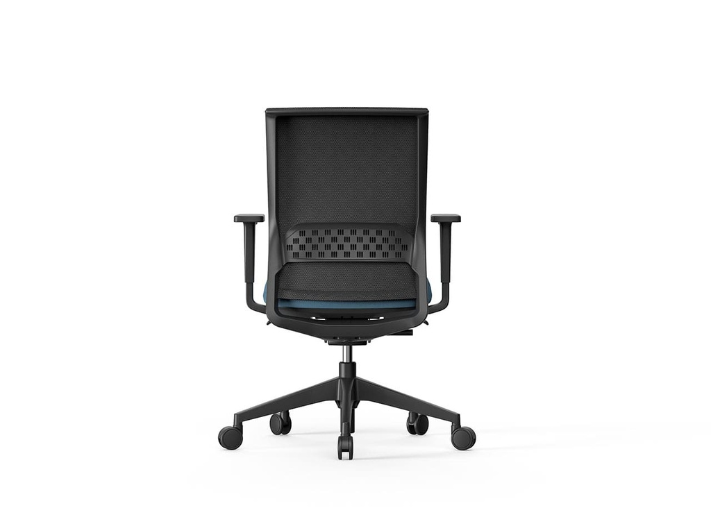 Silla Stay con malla negra y asiento azul