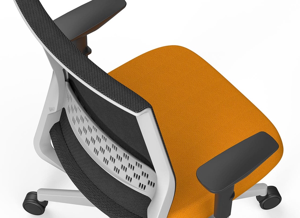 Silla Stay con malla negra y asiento amarillo